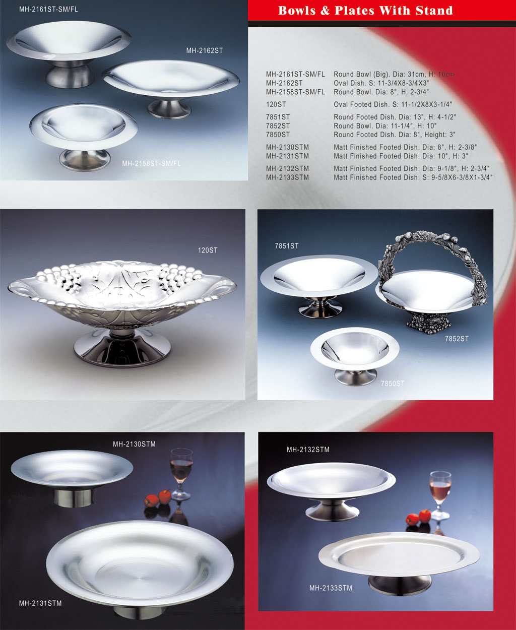 Stainless Steel Ware - Bowls & Plates With Stand