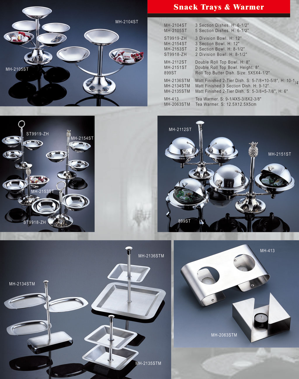 Stainless Steel Ware - Snack Trays & Warmer